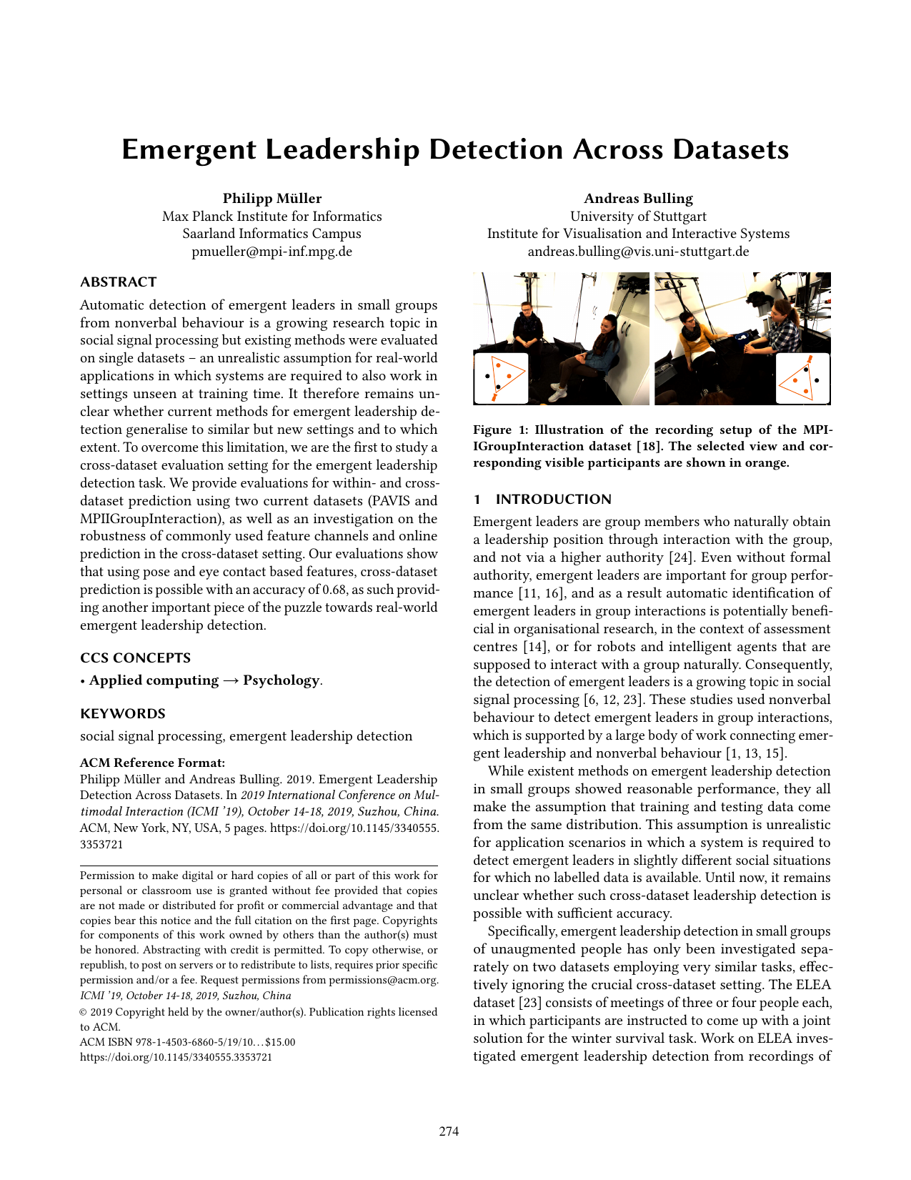Emergent Leadership Detection Across Datasets