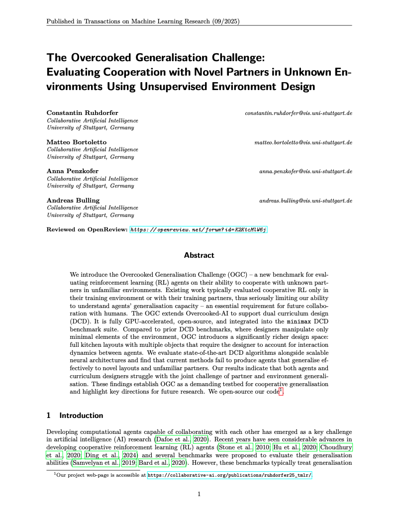 The Overcooked Generalisation Challenge: Evaluating Cooperation with Novel Partners in Unknown Environments Using Unsupervised Environment Design