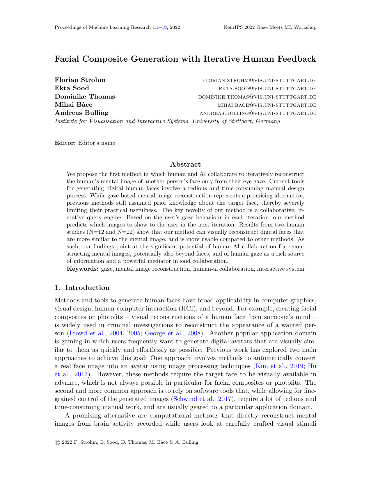 Facial Composite Generation with Iterative Human Feedback