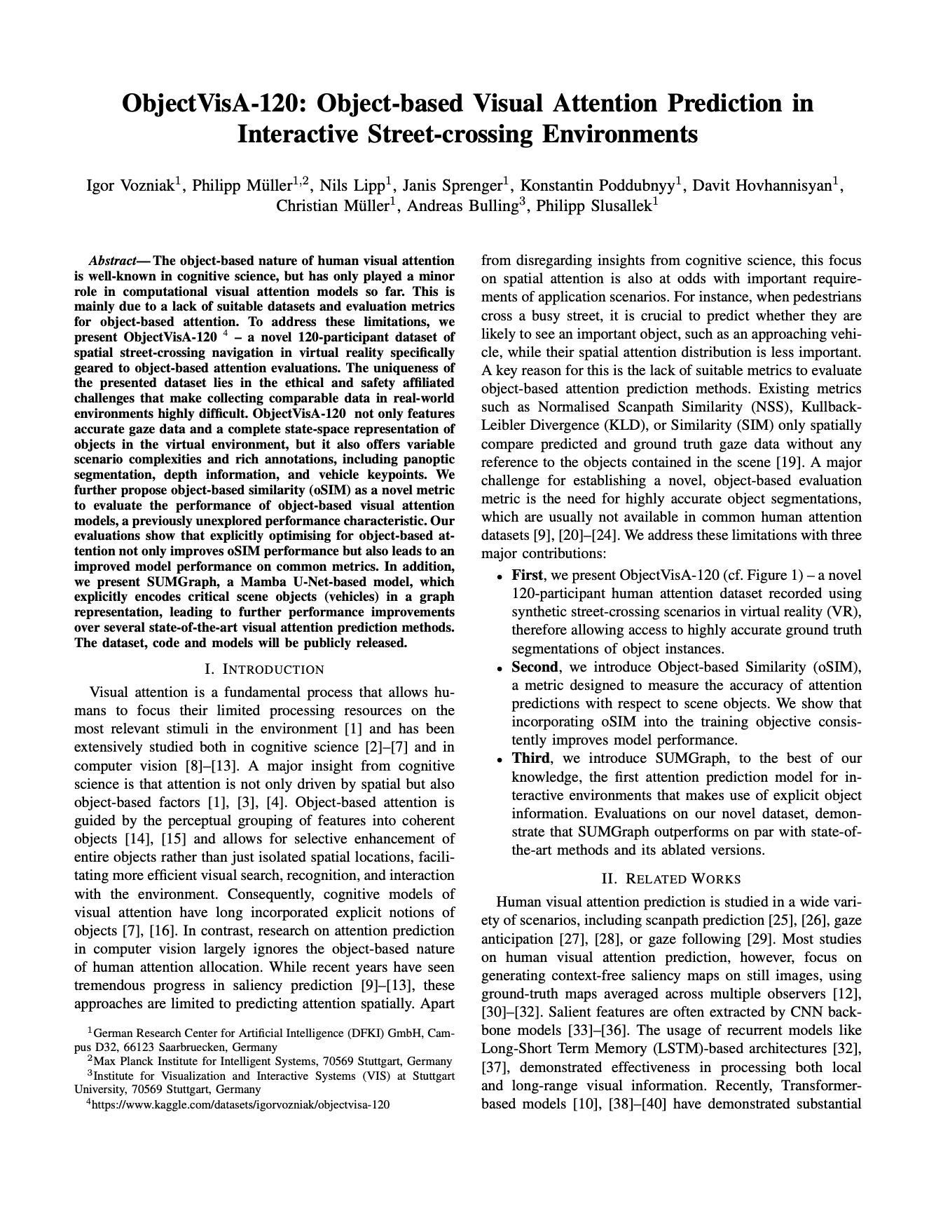 ObjectVisA-120: Object-based Visual Attention Prediction in Interactive Street-crossing Environments