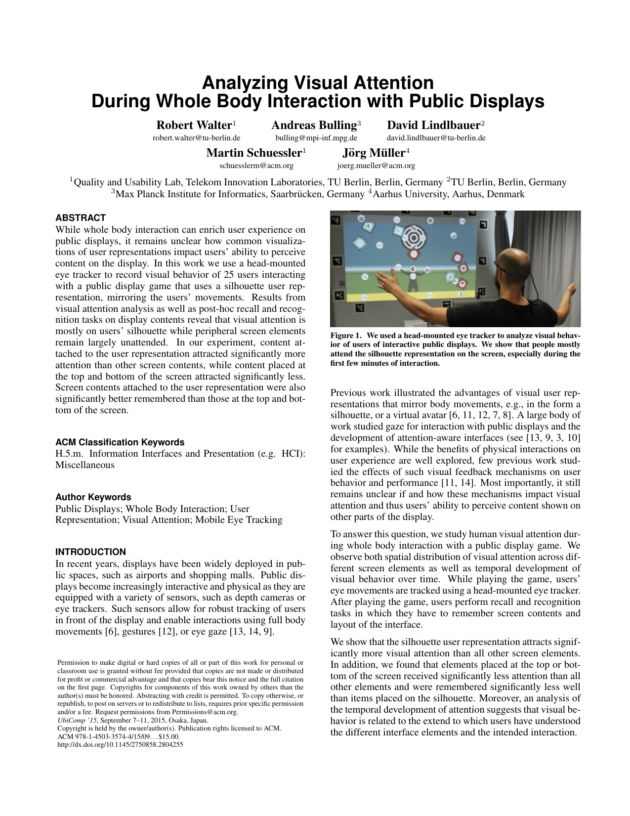 Analyzing Visual Attention During Whole Body Interaction with Public Displays