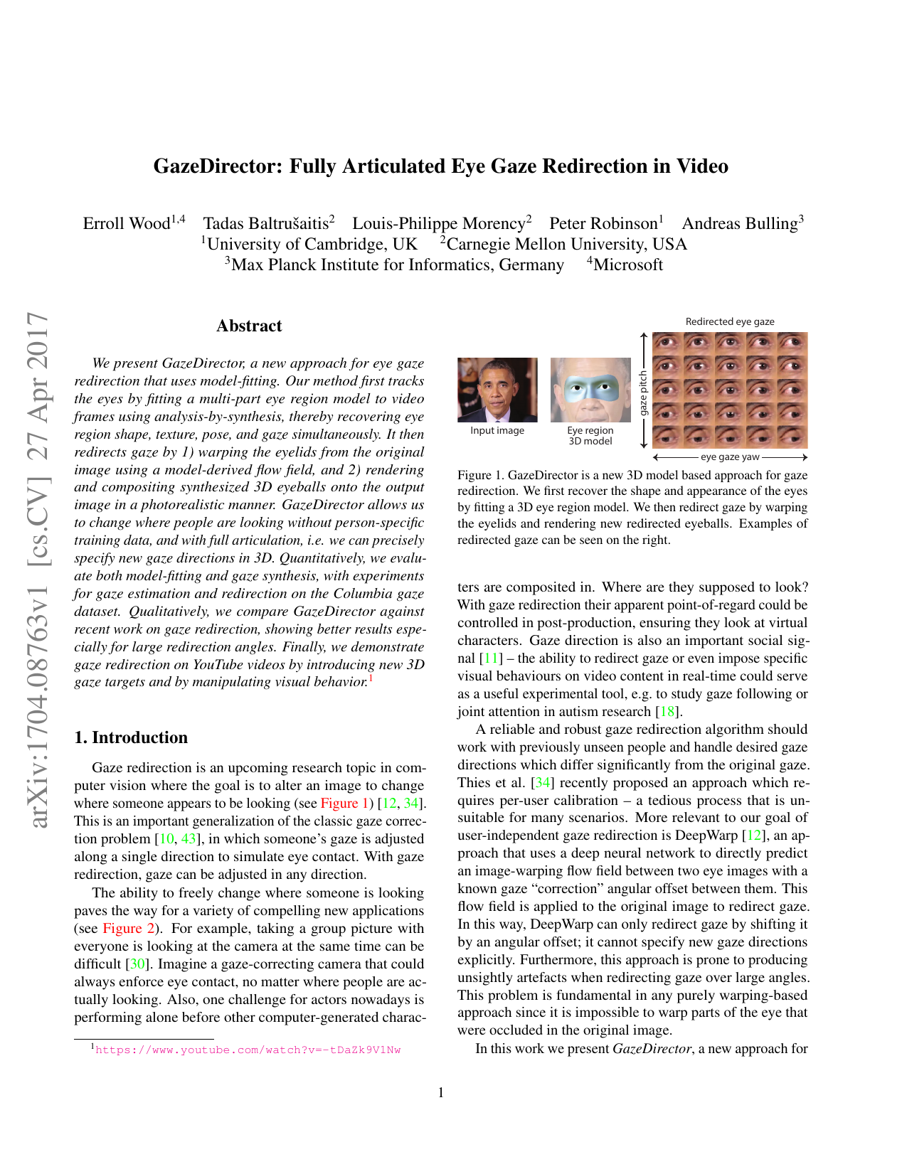 GazeDirector: Fully Articulated Eye Gaze Redirection in Video